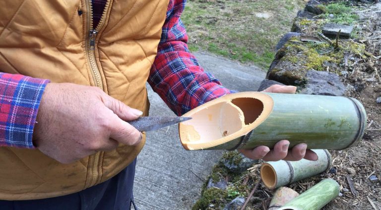明日開店、うきはの山のごちそうバー！ゲストの大力さんと一緒に竹の器づくりをして来ました！